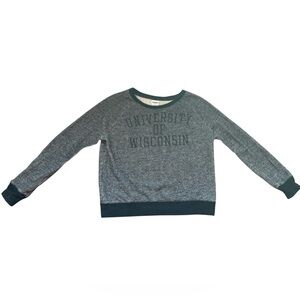 PINK Victoria's Secret Gray and Black Sweatshirt university of Wisconsin